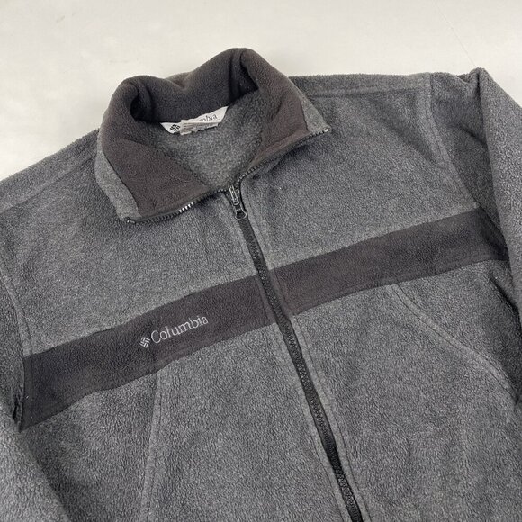 Columbia Interchange Core Jacket Mens M Full Zip Fleece Hiking Gray Mock Neck - Picture 1 of 8